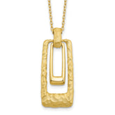 14K Polished and Satin Rectangle Pendant w/.25in ext. Necklace